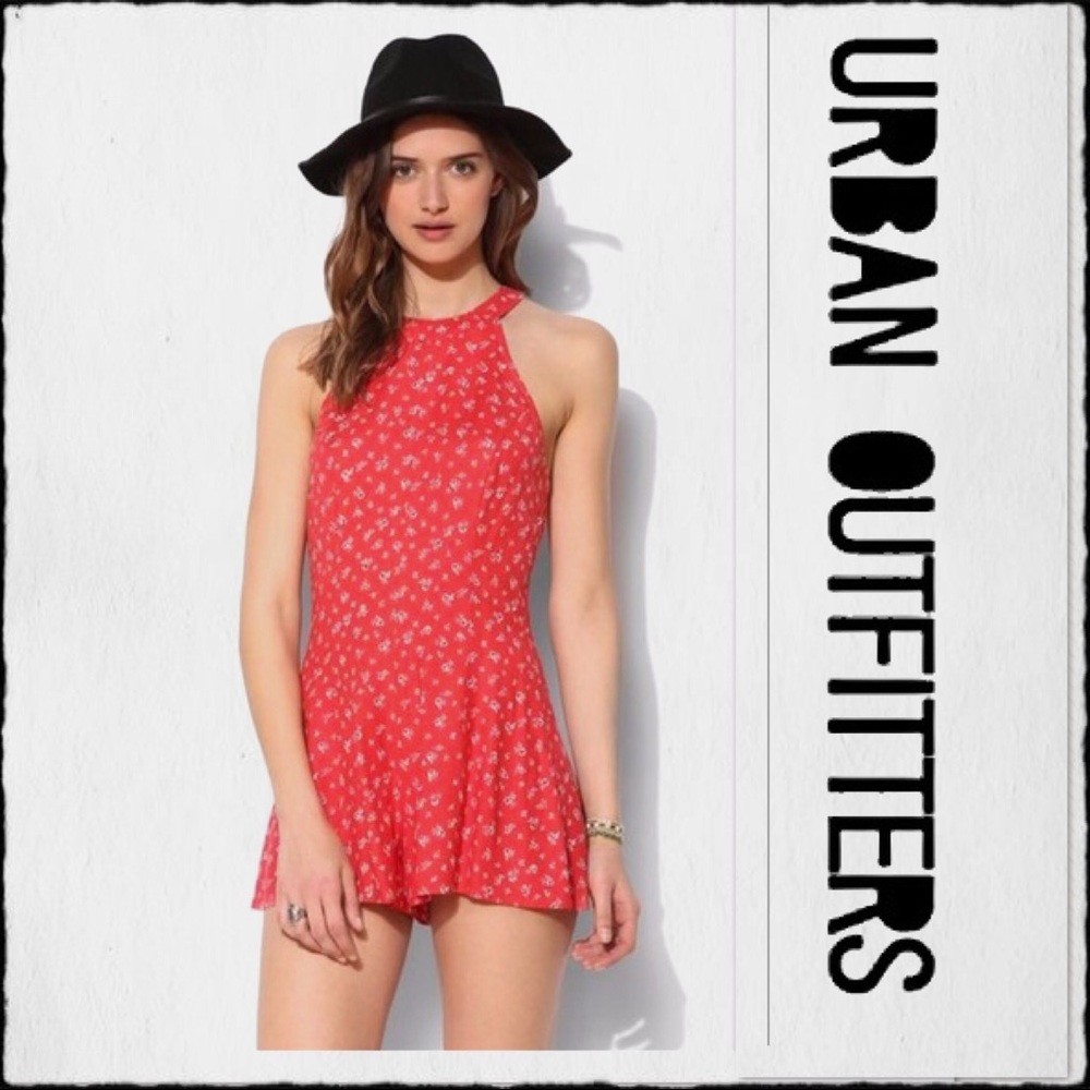 COPY - Urban Outfitters red floral romper size la…